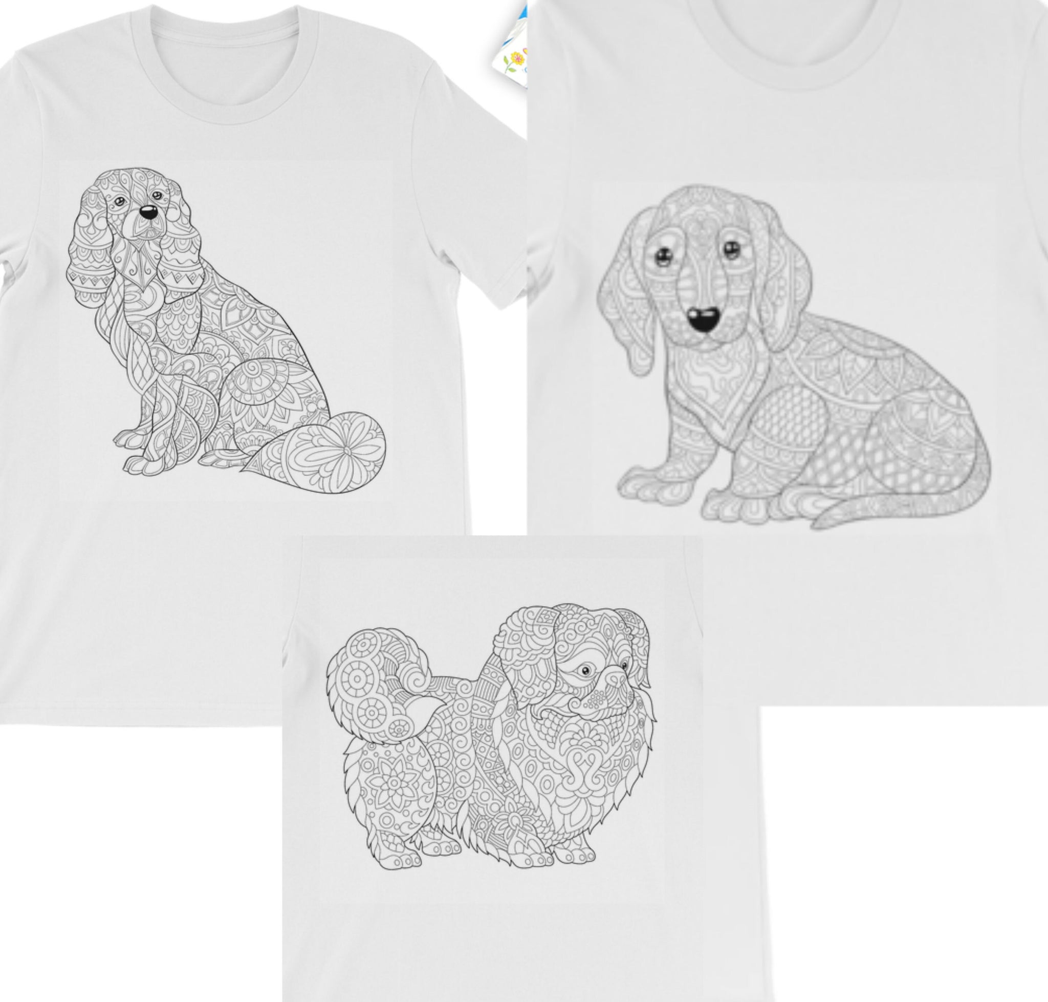 3Style Pug Dog Coloring T-Shirt, Unisex, Kids,Adults, Stay home/Christmas/Birthday/Anniversary Gift