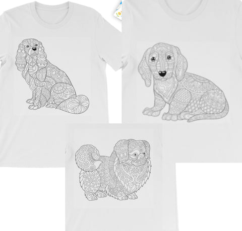3Style Pug Dog Coloring T-Shirt, Unisex, Kids,Adults, Stay home/Christmas/Birthday/Anniversary Gift