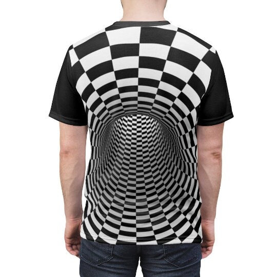 Checker Vortex Kids,Adults T-Shirt Optical illusion,Black/White Hypnotic Unisex T-shirt, Thanksgiving/bday/christmas gift