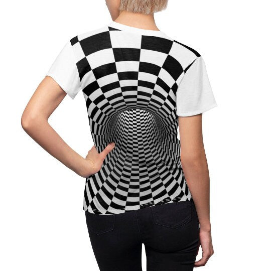 Checker Vortex Kids,Adults T-Shirt Optical illusion,Black/White Hypnotic Unisex T-shirt, Thanksgiving/bday/christmas gift