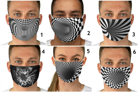 6 Vortex Illusion Optics Psychedelic Hypnotic Face Mask  Realistic  Fabric Mask for adults,kids. Reusable Washable,Funny Valentine&#39;s Gift