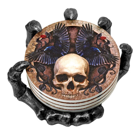 Skeleton Hand 4pc Coaster set,Halloween gift,Halloween decor,funny Birthday gift,Housewarming gift,Gamer gift, gifts for him, gameroom gift