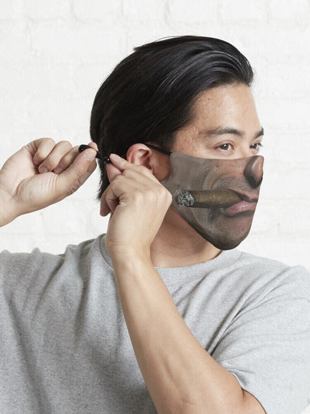 Cigar Smoker Face Mask  Realistic   Fabric Mask for adults and kids. Reusable Washable, Thoughtful Funny Valentine&#39;s Gift