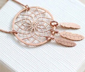 DreamCatcher Mystic Necklace,Sterling Silver,24K Gold/Rose Gold Plating, New Year/Spiritual/Valentine/Birthday/Anniversary/Friends Gifts
