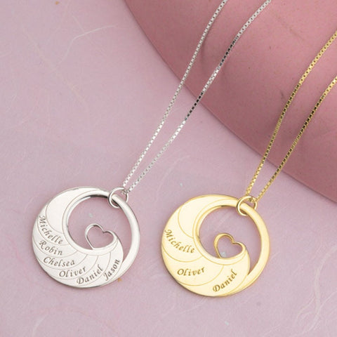 Personalized Engraved Heart Necklace,925 Silver,24K Gold/Rose Gold Plate,Valentine&#39;s Day gift,Birthday gift,Mother&#39;s Day Gift,gift for her,