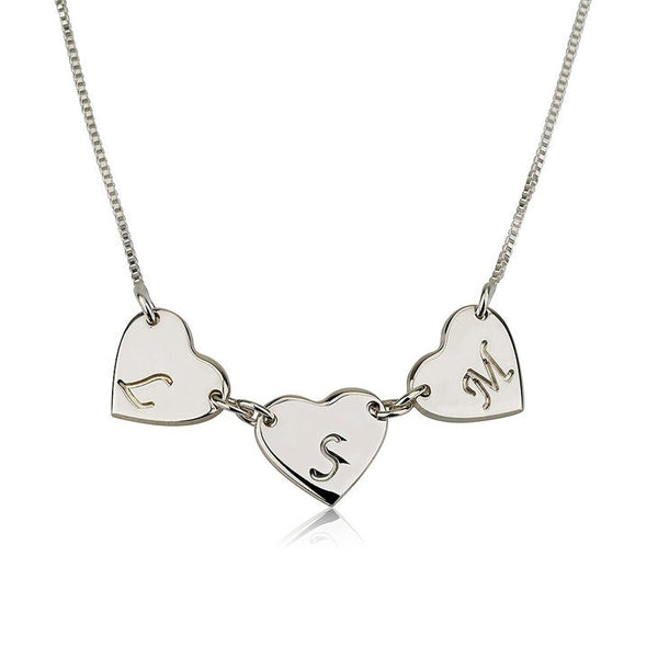 Engraved Initials Heart Necklace,925 Silver,24K Gold/Rose Gold Plating,Valentine&#39;s Day gift,Birthday gift,Mother&#39;s Day Gift,gifts for her