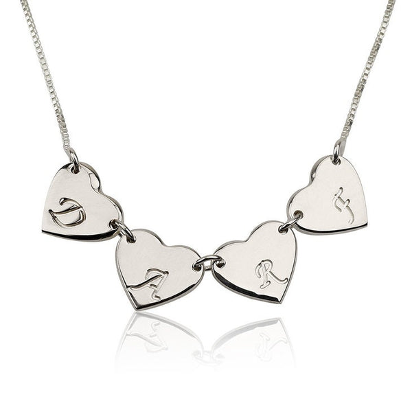 Engraved Initials Heart Necklace,925 Silver,24K Gold/Rose Gold Plating,Valentine&#39;s Day gift,Birthday gift,Mother&#39;s Day Gift,gifts for her