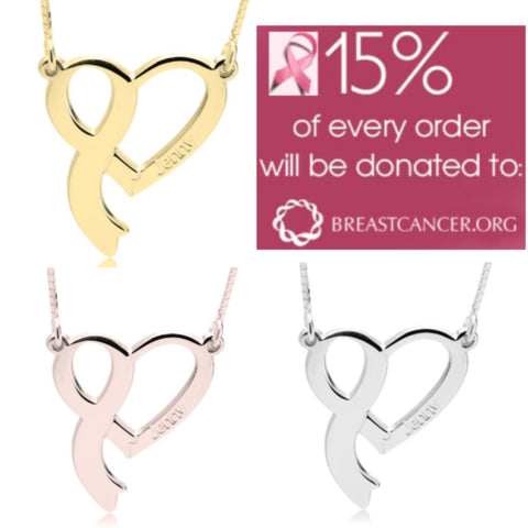 Pink Ribbon  Charity Necklace, Silver,24K Gold/Rose Gold, Mother&#39;s Day gift, Birthday gift, Cancer Survivor gifts,Support Breast Cancer Gift