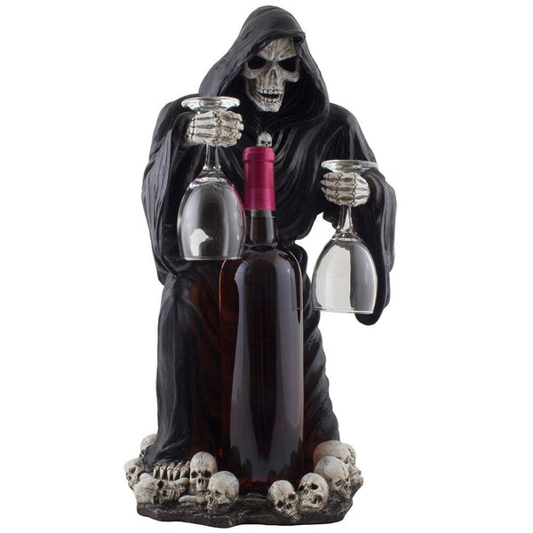 Halloween Decor Wine+Glass Holder,Grim Reaper skull,Housewarming Gift,Birthday Gift,Home Decor Gift,Gameroom gift,Gamers gift,Wine lovers
