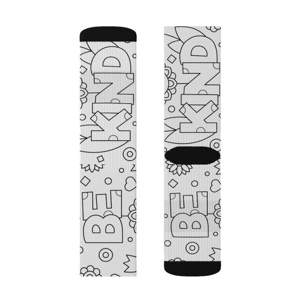 Be Kind Black & White Socks, color with markers,with ribbed tube,cushion bottoms,Stay at Home Gift,Cute funny socks gift,DIY Coloring socks