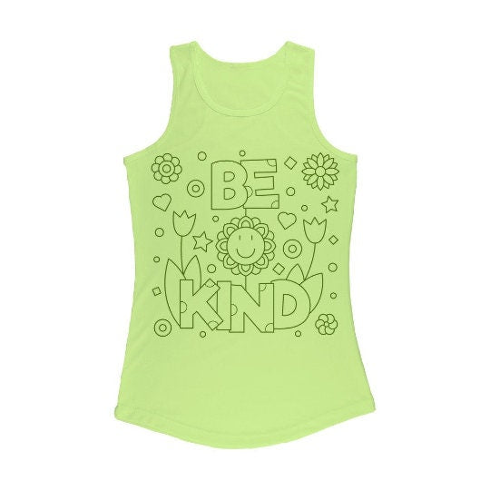 Be Kind Multi-color Coloring Tank top,Cute Casual top,Gifts for Her,Women/Birthday/Graduation/Friends,Valentine&#39;s Gift,DIY Coloring Tee gift