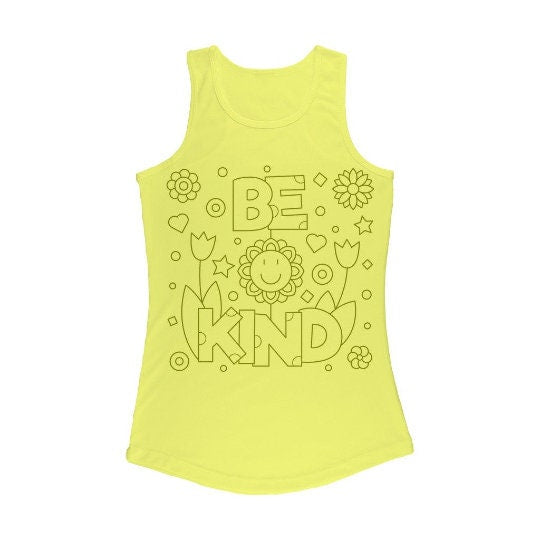 Be Kind Multi-color Coloring Tank top,Cute Casual top,Gifts for Her,Women/Birthday/Graduation/Friends,Valentine&#39;s Gift,DIY Coloring Tee gift