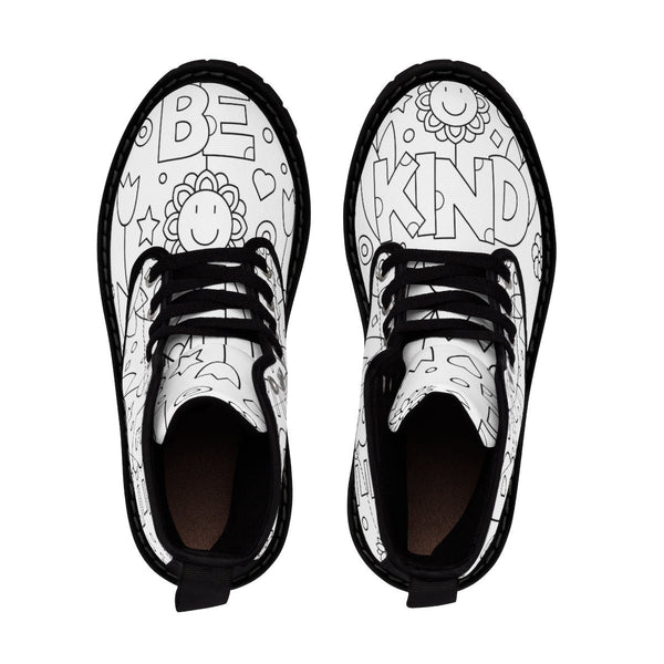 Be Kind Paintable Canvas Boots,Casual Hiking,Realistic print, Birthday/His/Hers/Couples Gift/Graduation/Valentine Gift
