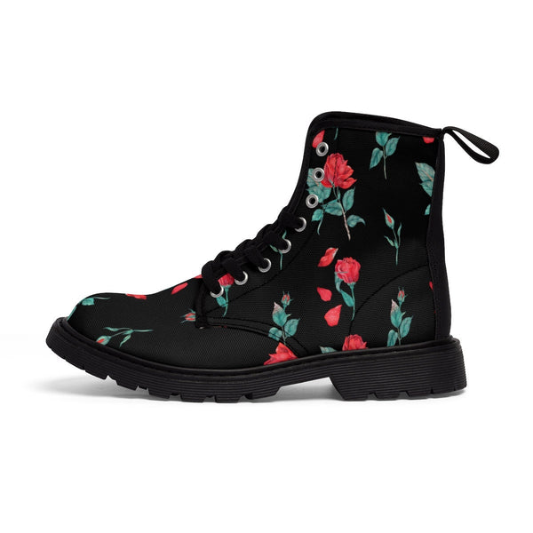 Kid/Adult size Roses on Canvas Boots,Casual/Hiking,Gift for Christmas/Thanksgiving/Birthday/His/Hers/Couple Gifts,Graduation/Valentine Gifts