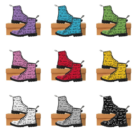 Love Notes on colored Canvas Boots,Kid/Adult Shoes/Boots,Gift for Christmas/Thanksgiving/Birthday/Couple Gifts,Graduation/Valentine Gifts