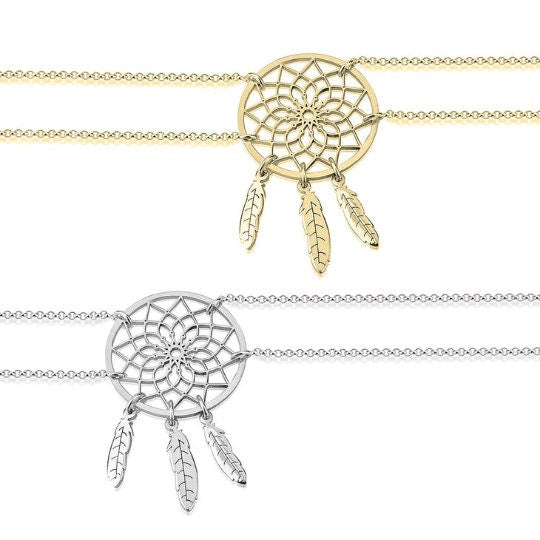 Matching DreamCatcher Bracelet & Pendant Set,S-Silver,24K Gold,Rose Gold,Housewarming,New Year,Spiritual,Valentine,Birthday/Anniversary Gift