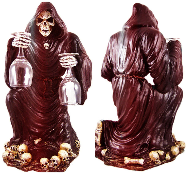 Halloween Decor Wine+Glass Holder,Grim Reaper skull,Housewarming Gift,Birthday Gift,Home Decor Gift,Gameroom gift,Gamers gift,Wine lovers