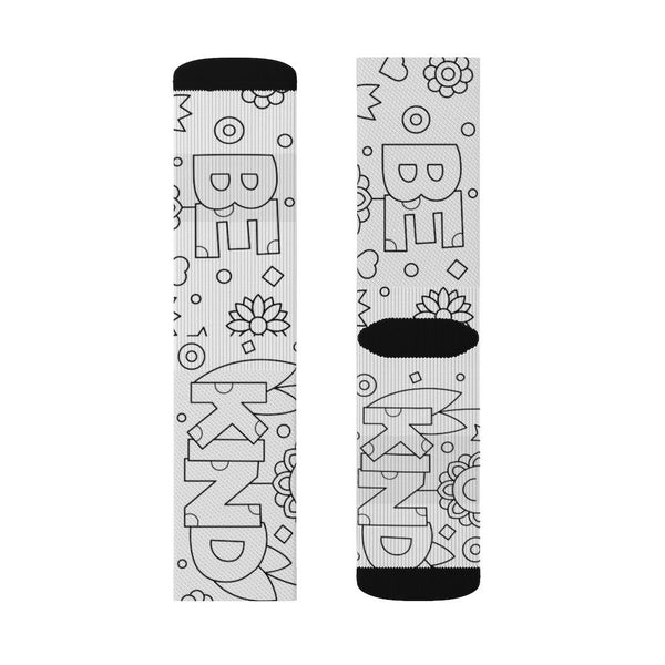Be Kind Black & White Socks, color with markers,with ribbed tube,cushion bottoms,Stay at Home Gift,Cute funny socks gift,DIY Coloring socks
