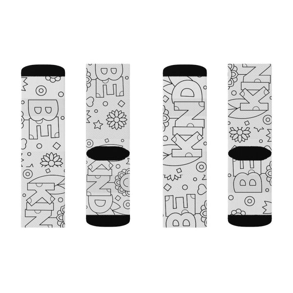 Be Kind Black & White Socks, color with markers,with ribbed tube,cushion bottoms,Stay at Home Gift,Cute funny socks gift,DIY Coloring socks