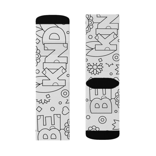 Be Kind Black & White Socks, color with markers,with ribbed tube,cushion bottoms,Stay at Home Gift,Cute funny socks gift,DIY Coloring socks