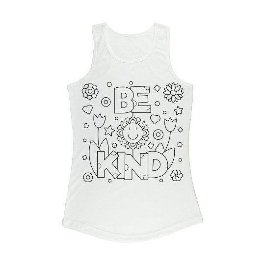 Be Kind Coloring Tank top for Women,Cute Casual top,Tee Gifts for Her,Women&#39;s Inspirational t-shirt,Valentine&#39;s Gift,Girls Coloring Tank Top