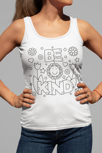 Be Kind Multi-color Coloring Tank top,Cute Casual top,Gifts for Her,Women/Birthday/Graduation/Friends,Valentine&#39;s Gift,DIY Coloring Tee gift