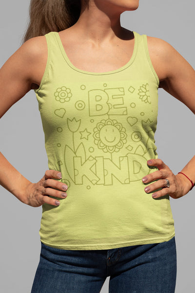 Be Kind Multi-color Coloring Tank top,Cute Casual top,Gifts for Her,Women/Birthday/Graduation/Friends,Valentine&#39;s Gift,DIY Coloring Tee gift