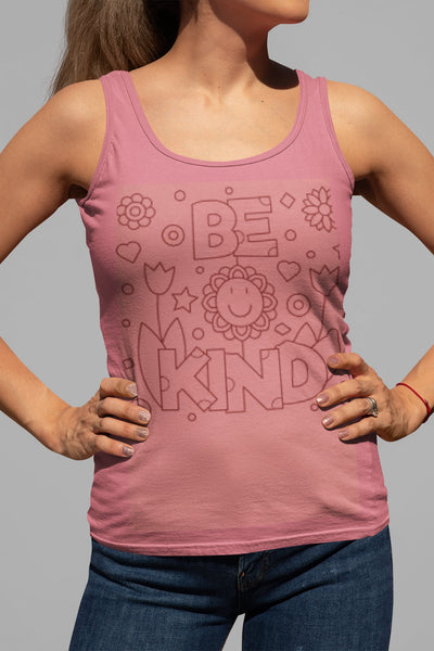 Be Kind Coloring Tank top for Women,Cute Casual top,Tee Gifts for Her,Women&#39;s Inspirational t-shirt,Valentine&#39;s Gift,Girls Coloring Tank Top