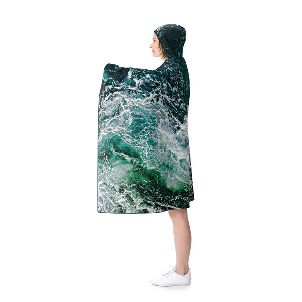 Ocean Waves Hooded Blanket, Christmas,Thanksgiving,Birthday,Valentine Gifts,Cape,Camping,TV-time/Fireplace Snuggler Gift, Realistic Blanket