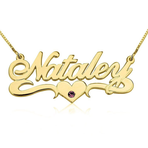 Personalized Name+Birthstone Pendant Necklace,Sterling Silver,24K/Rose Gold,Graduation Gift,Mother&#39;s Day Gift,Birthday Gift,Engagement Gift