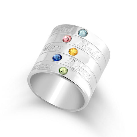 Mother&#39;s Ring Birthstone+names,Family Ring,Sterling Silver,24K Gold,Rose Gold,Mother&#39;s Day Gift,Birthday gift,gift for Mom/Aunt/Grandmother