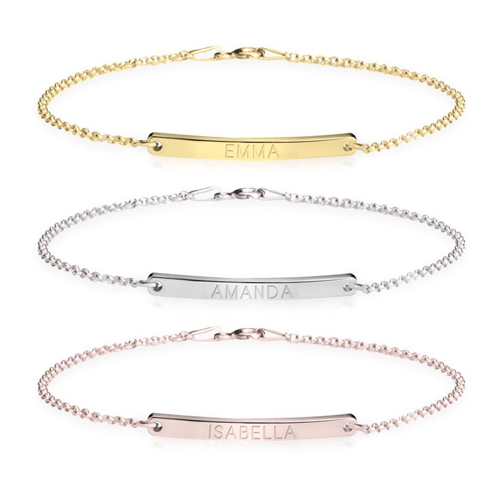 Personalized  ny Bar Name Bracelet,925 Silver, 24k Gold,Rose Gold,Mother&#39;s Day Gift,Birthday gifts for Her,Gifts for Mom,Aunt Gifts