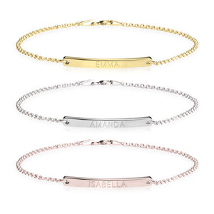 Personalized  ny Bar Name Bracelet,925 Silver, 24k Gold,Rose Gold,Mother&#39;s Day Gift,Birthday gifts for Her,Gifts for Mom,Aunt Gifts