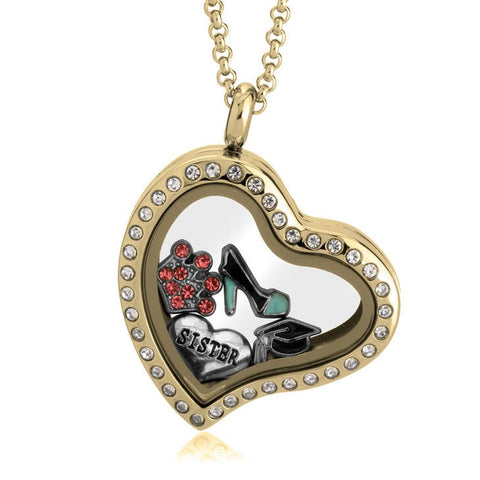 Personalized Gold Plate Heart Floating Charms Pendant,Mother&#39;s Day Gift,Birthday gifts,Mom gifts,gifts for her,pendant charms gift,Aunt gift