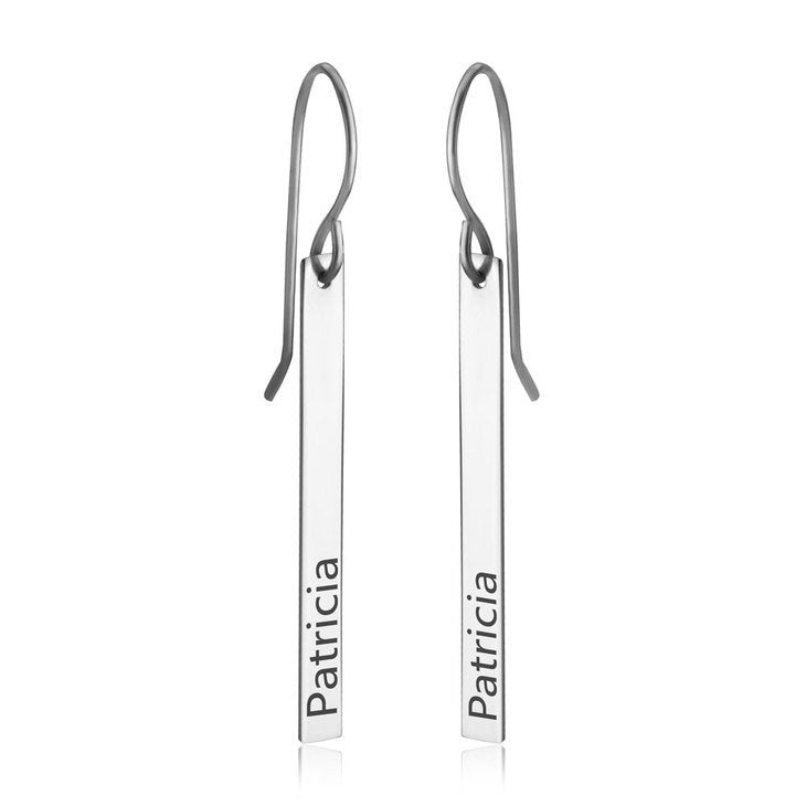 Personalized Name Engraved Hook EarRings,925 Silver,24K/Rose Gold,Mother&#39;s Day gift,Birthday gift,baby shower gifts,gifts for Her or Him