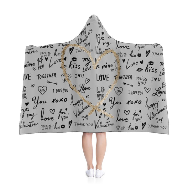 Love Words Splash Heart Hooded Blanket,Gift for Christmas,Thanksgiving,Birthday,Valentine Gift for Her/Him,Camping,TV-time/Fireplace Blanket