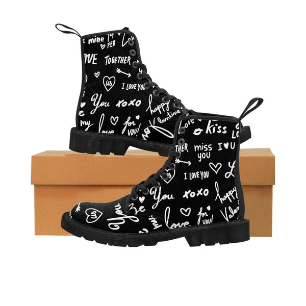 Kid/Adult Love Notes Canvas Boots,Casual Hiking,Gift for Christmas/Thanksgiving/Birthday/His/Hers/Couple Gifts,Graduation/Valentine Gifts