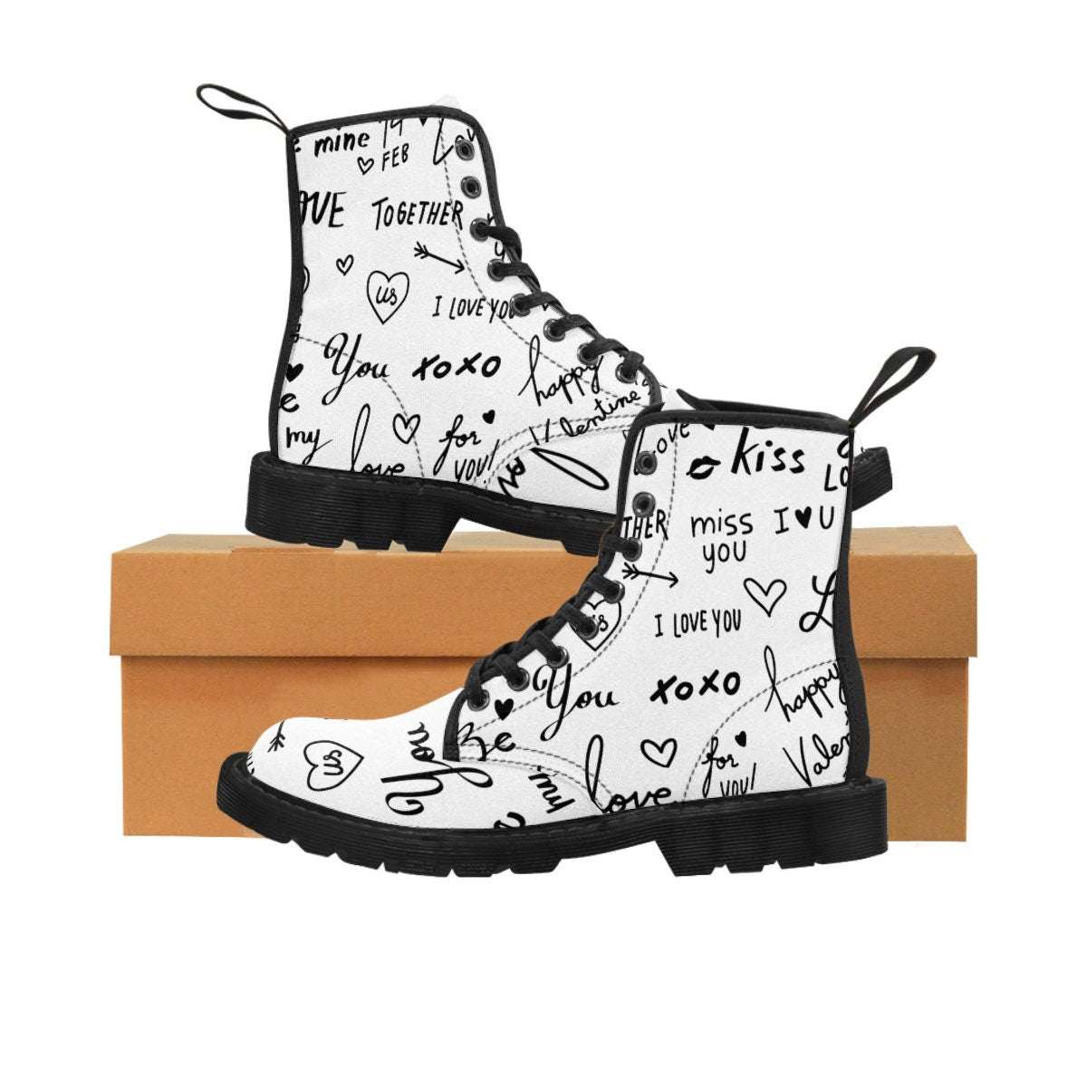 Kid/Adult Love Notes Canvas Boots,Casual Hiking,Gift for Christmas/Thanksgiving/Birthday/His/Hers/Couple Gifts,Graduation/Valentine Gifts