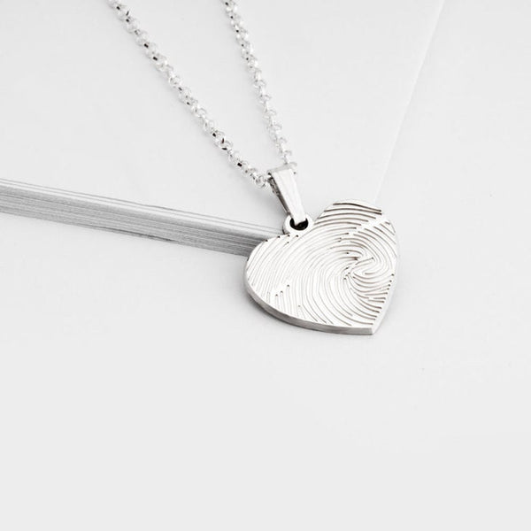 Personalized Fingerprint Heart w/ engraving,925 Silver,24K/Rose Gold,Mother&#39;s Day Gift,Birthday gift,Mom gift,Dad gift,In Memoriam gifts