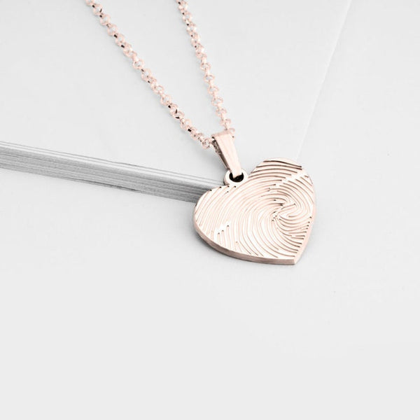 Personalized Fingerprint Heart w/ engraving,925 Silver,24K/Rose Gold,Mother&#39;s Day Gift,Birthday gift,Mom gift,Dad gift,In Memoriam gifts