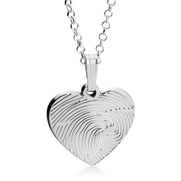 Personalized Fingerprint Heart w/ engraving,925 Silver,24K/Rose Gold,Mother&#39;s Day Gift,Birthday gift,Mom gift,Dad gift,In Memoriam gifts