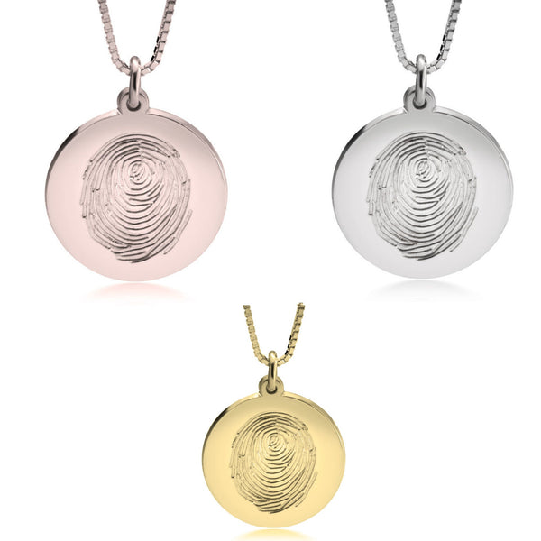 Personalized Fingerprint Pendant,w/ engraving,925 Silver,24K/Rose Gold,Mother&#39;s Day Gift,Birthday gift,Mom gift,Dad gift,In Memoriam gifts
