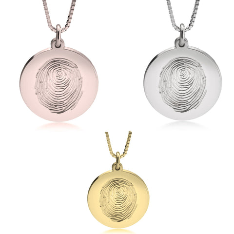 Personalized Fingerprint Pendant,w/ engraving,925 Silver,24K/Rose Gold,Mother&#39;s Day Gift,Birthday gift,Mom gift,Dad gift,In Memoriam gifts