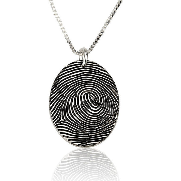 Personalized Fingerprint Oval Pendant,engraved,925 Silver,24K/Rose Gold,Mother&#39;s Day Gift,Birthday gift,Mom gift,Dad gift,In Memoriam gifts