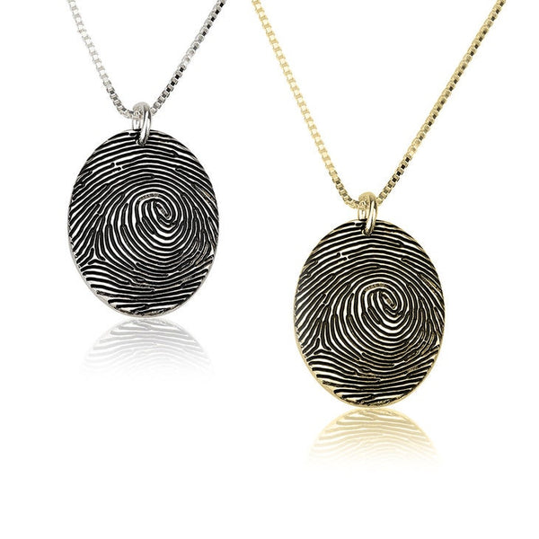 Personalized Fingerprint Oval Pendant,engraved,925 Silver,24K/Rose Gold,Mother&#39;s Day Gift,Birthday gift,Mom gift,Dad gift,In Memoriam gifts