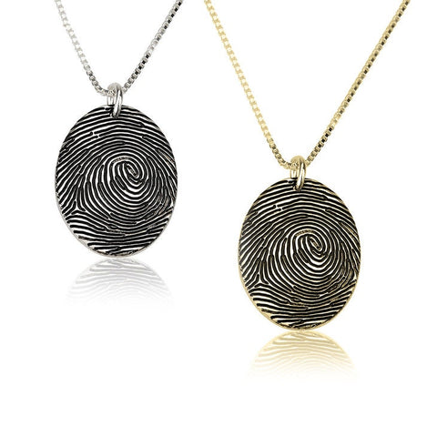Personalized Fingerprint Oval Pendant,engraved,925 Silver,24K/Rose Gold,Mother&#39;s Day Gift,Birthday gift,Mom gift,Dad gift,In Memoriam gifts