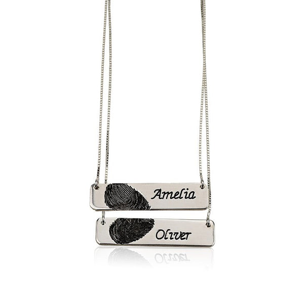 Matching 2-Set Personalized Couples Jewelry,Fingerprint + Name,Mother&#39;s Day Gift,Birthday gift,Mom gift,Dad gift,In Memoriam gift,HIS & HERS