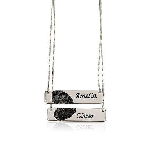 Matching 2-Set Personalized Couples Jewelry,Fingerprint + Name,Mother&#39;s Day Gift,Birthday gift,Mom gift,Dad gift,In Memoriam gift,HIS & HERS