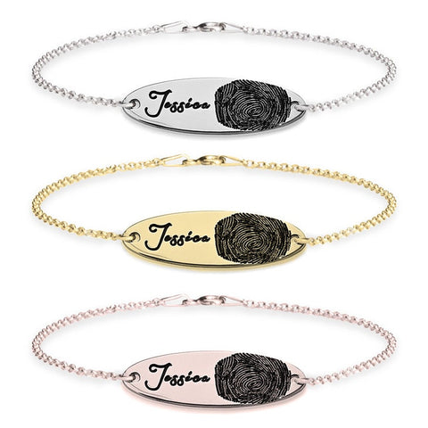 Personalized Bracelet Fingerprint+Name,Mother&#39;s Day Gift,Birthday gift,In Memoriam gift,baby shower gift,engagement gift,anniversary gift