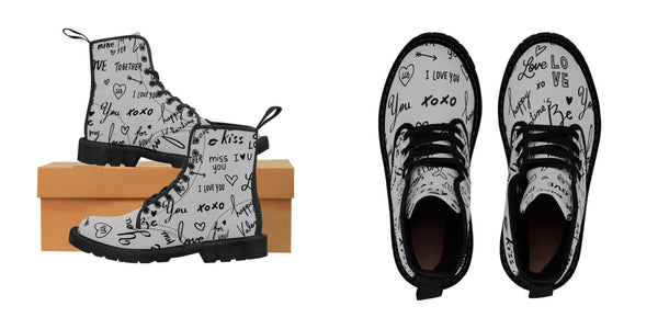 Kid/Adult Love Notes Canvas Boots,Casual Hiking,Gift for Christmas/Thanksgiving/Birthday/His/Hers/Couple Gifts,Graduation/Valentine Gifts